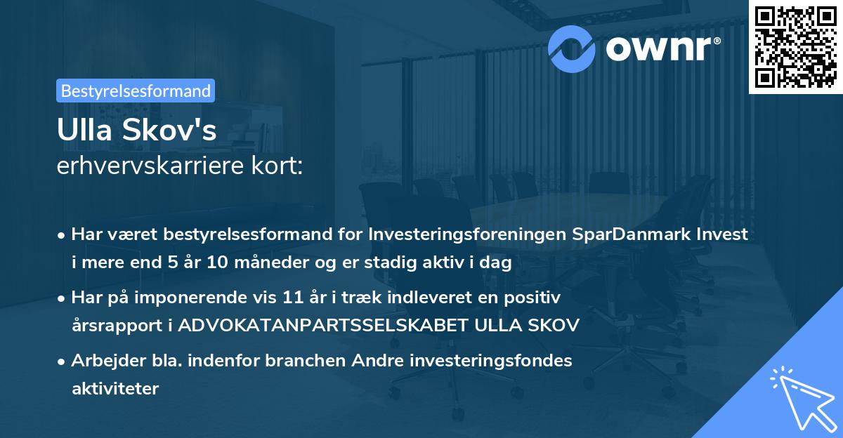 Ulla Skov's erhvervskarriere kort