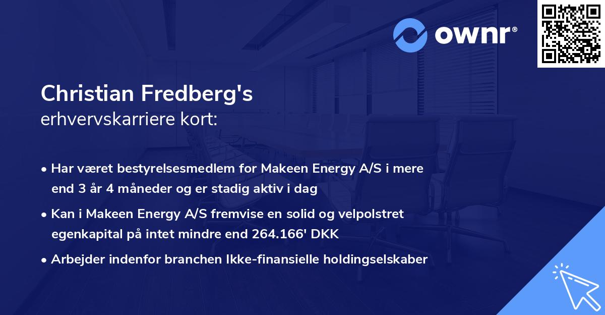 Christian Fredberg's erhvervskarriere kort