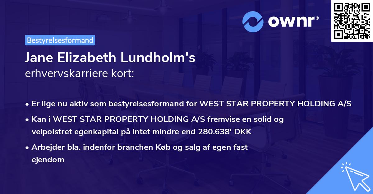 Jane Elizabeth Lundholm's erhvervskarriere kort