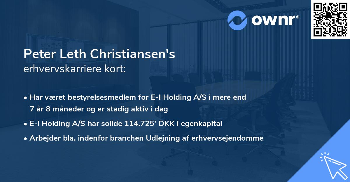 Peter Leth Christiansen's erhvervskarriere kort