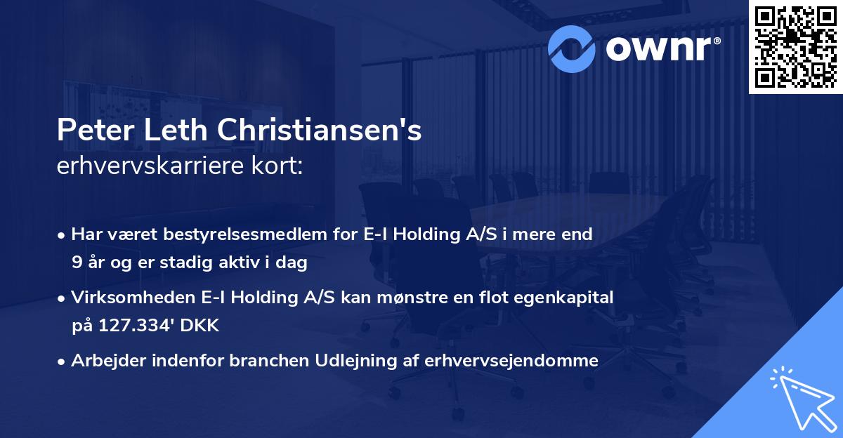 Peter Leth Christiansen's erhvervskarriere kort