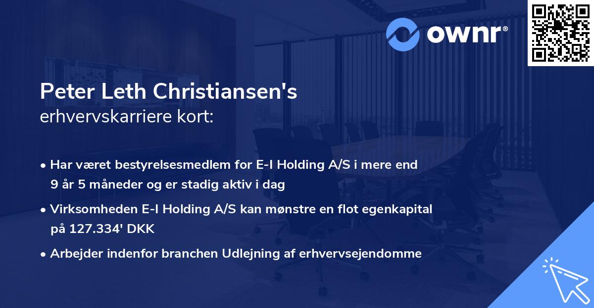 Peter Leth Christiansen's erhvervskarriere kort