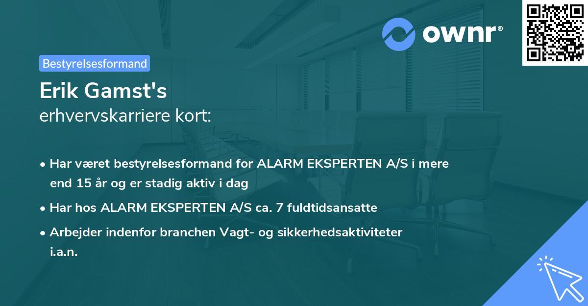 Erik Gamst's erhvervskarriere kort