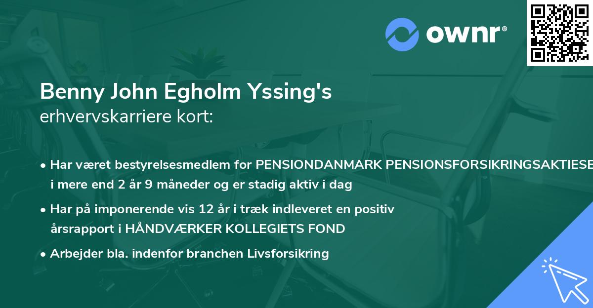 Benny John Egholm Yssing's erhvervskarriere kort