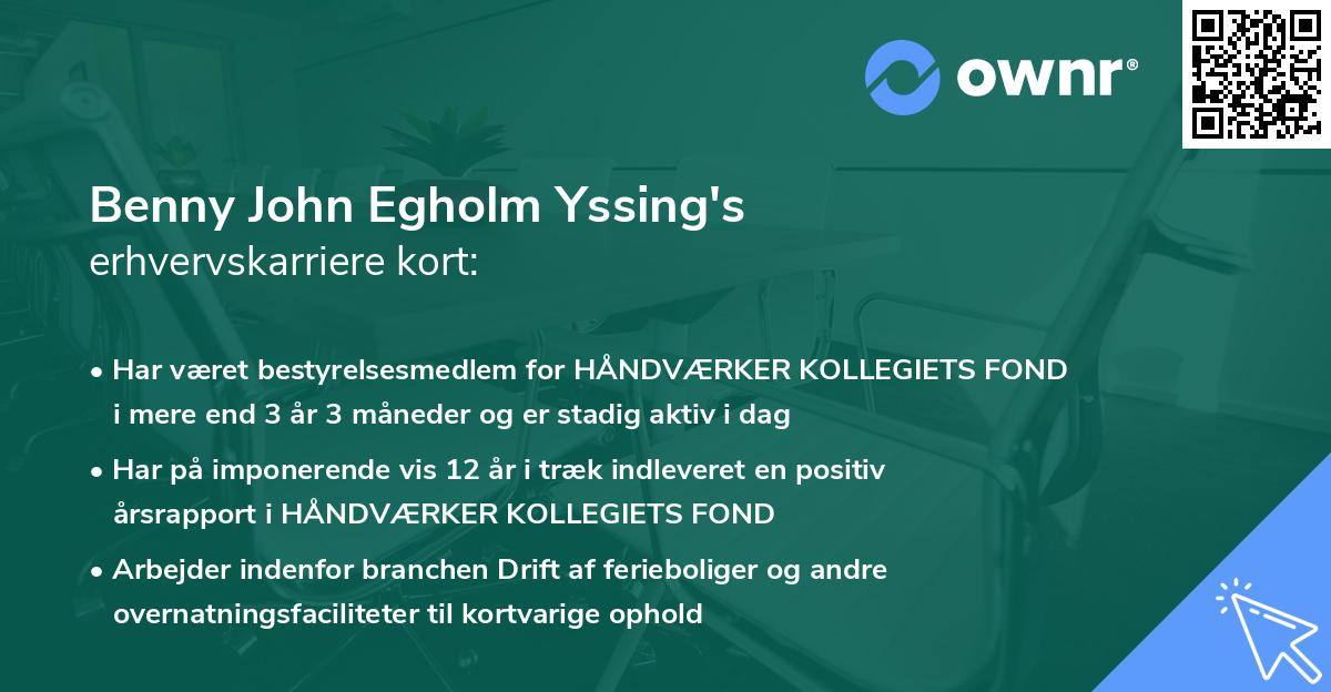 Benny John Egholm Yssing's erhvervskarriere kort