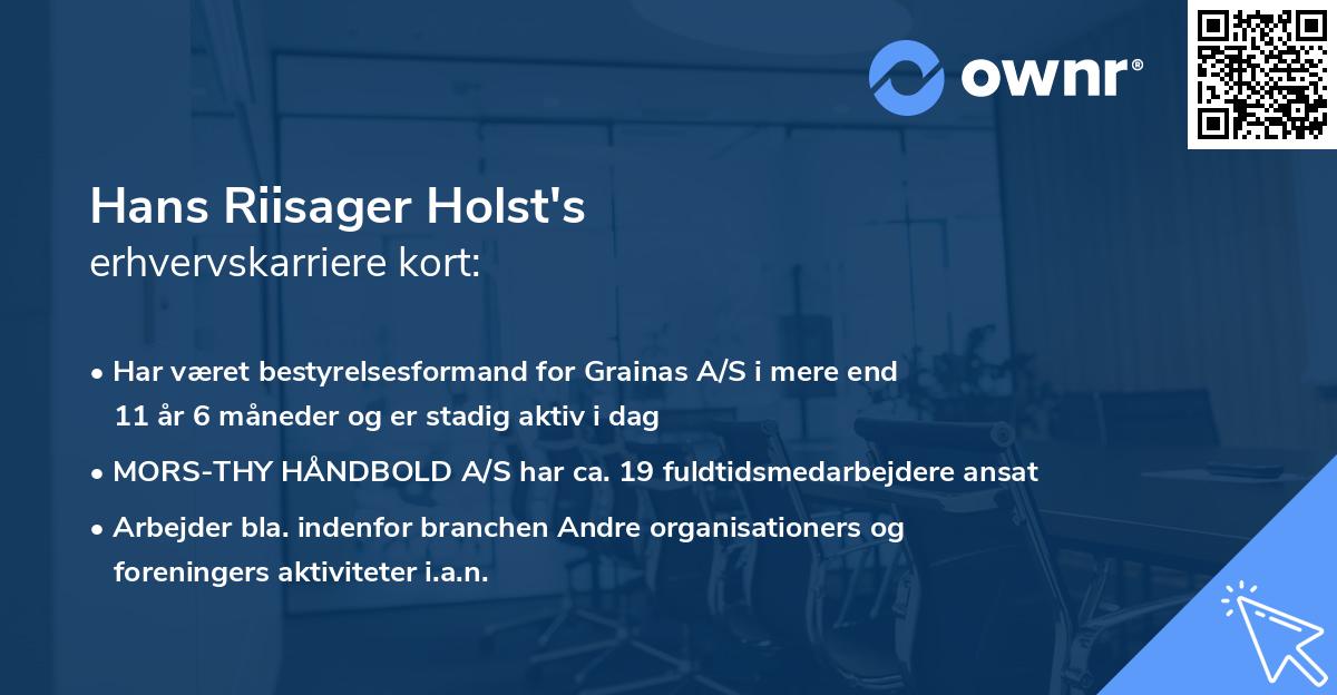 Hans Riisager Holst's erhvervskarriere kort