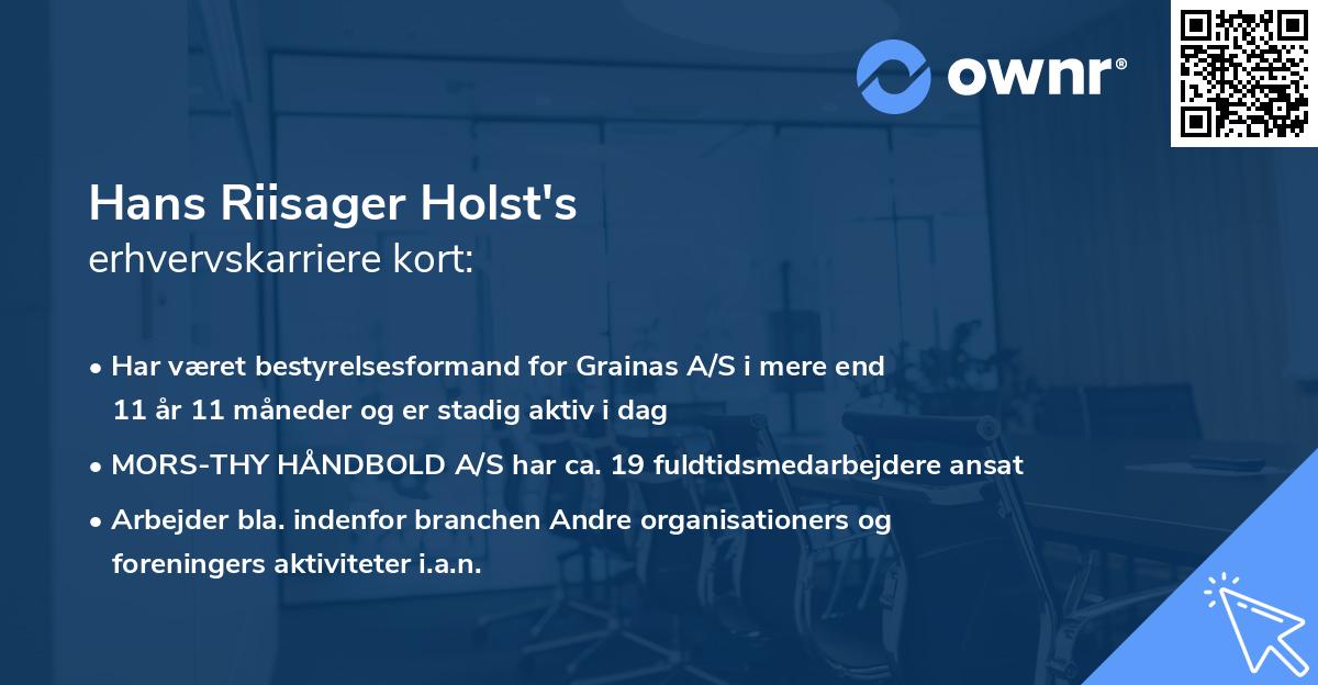 Hans Riisager Holst's erhvervskarriere kort