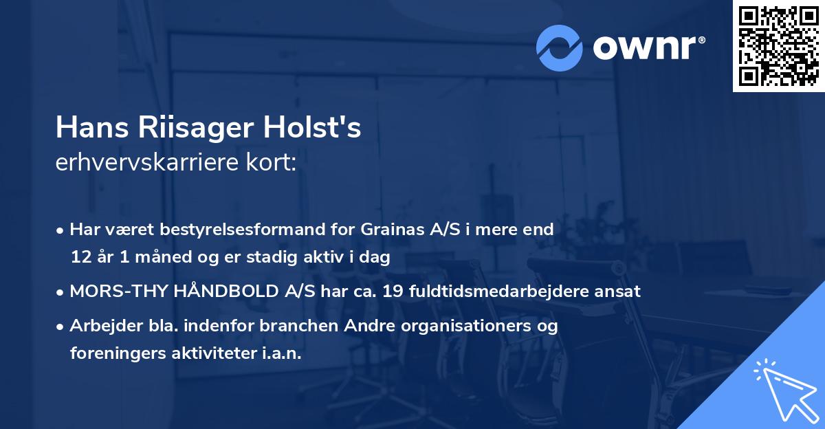 Hans Riisager Holst's erhvervskarriere kort