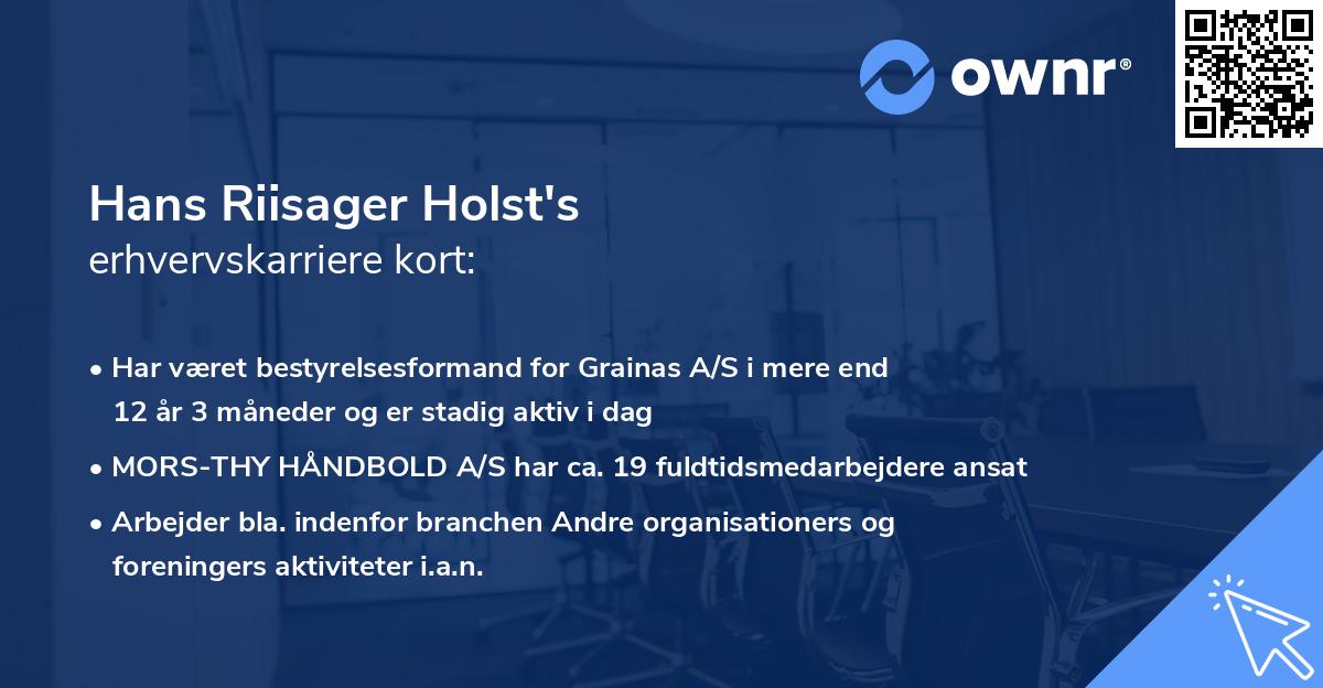 Hans Riisager Holst's erhvervskarriere kort