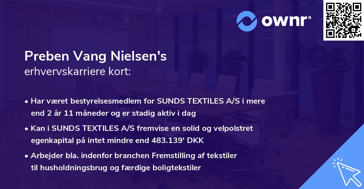 Preben Vang Nielsen's erhvervskarriere kort