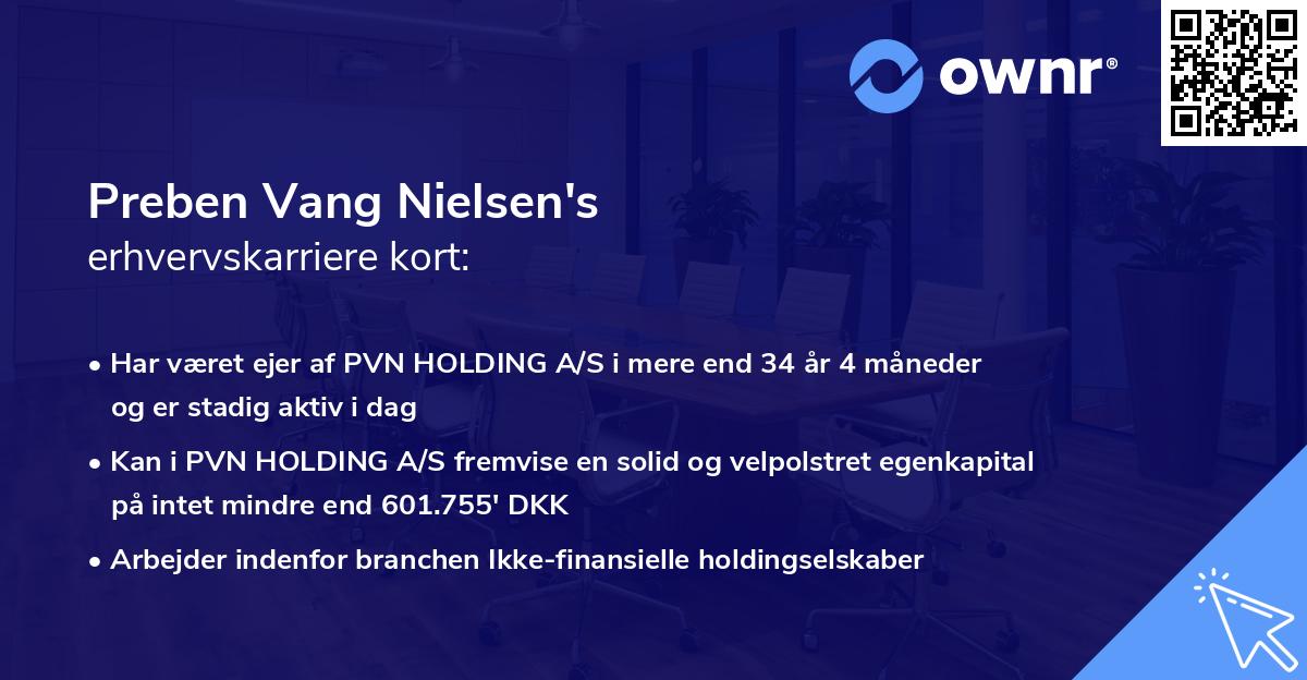 Preben Vang Nielsen's erhvervskarriere kort