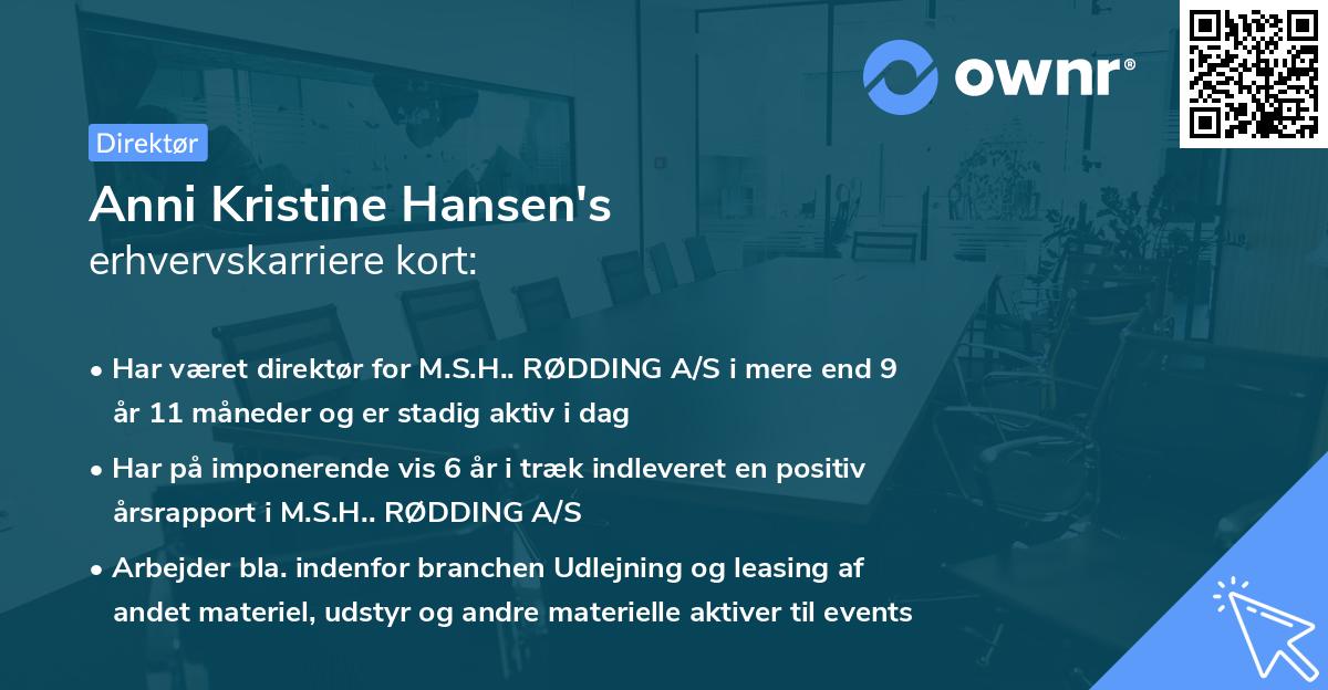 Anni Kristine Hansen's erhvervskarriere kort