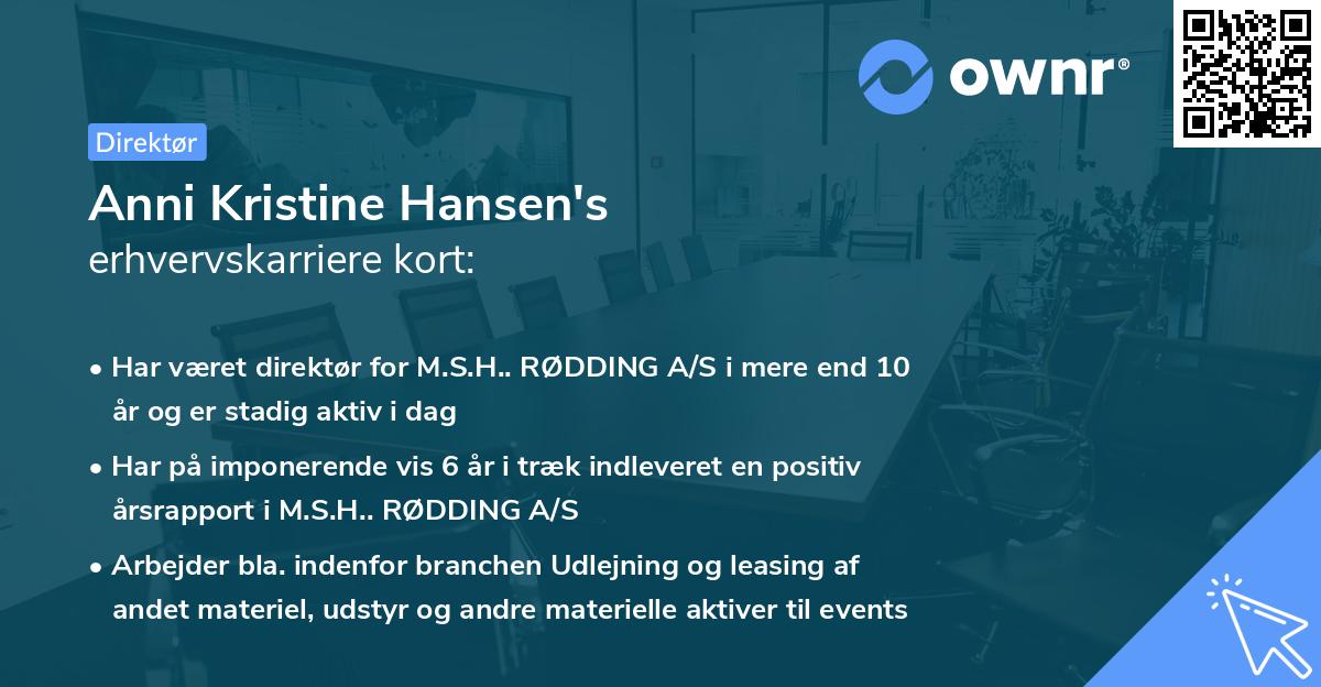 Anni Kristine Hansen's erhvervskarriere kort