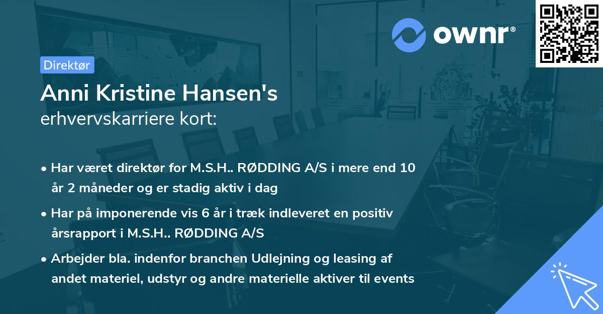 Anni Kristine Hansen's erhvervskarriere kort