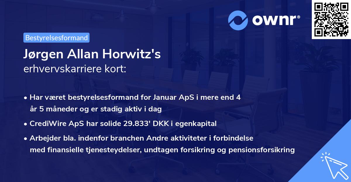 Jørgen Allan Horwitz's erhvervskarriere kort