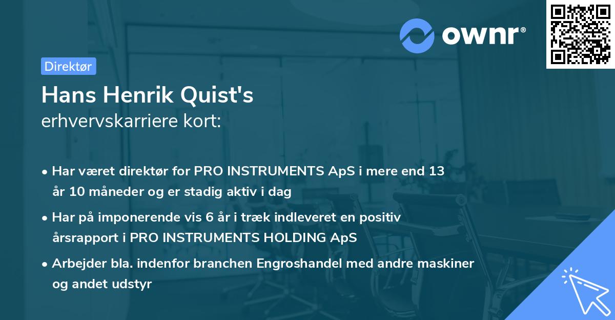 Hans Henrik Quist's erhvervskarriere kort