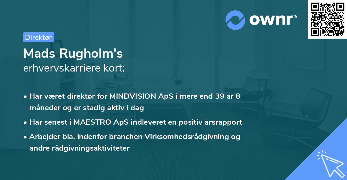 Mads Rugholm's erhvervskarriere kort