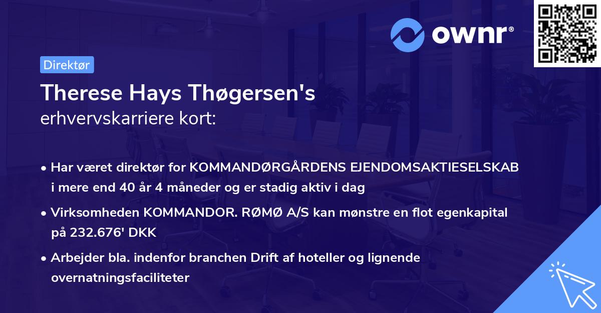Therese Hays Thøgersen's erhvervskarriere kort