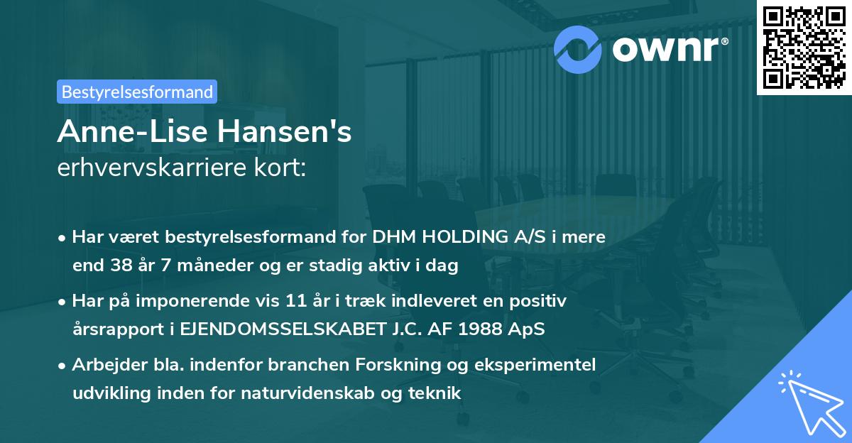 Anne-Lise Hansen's erhvervskarriere kort