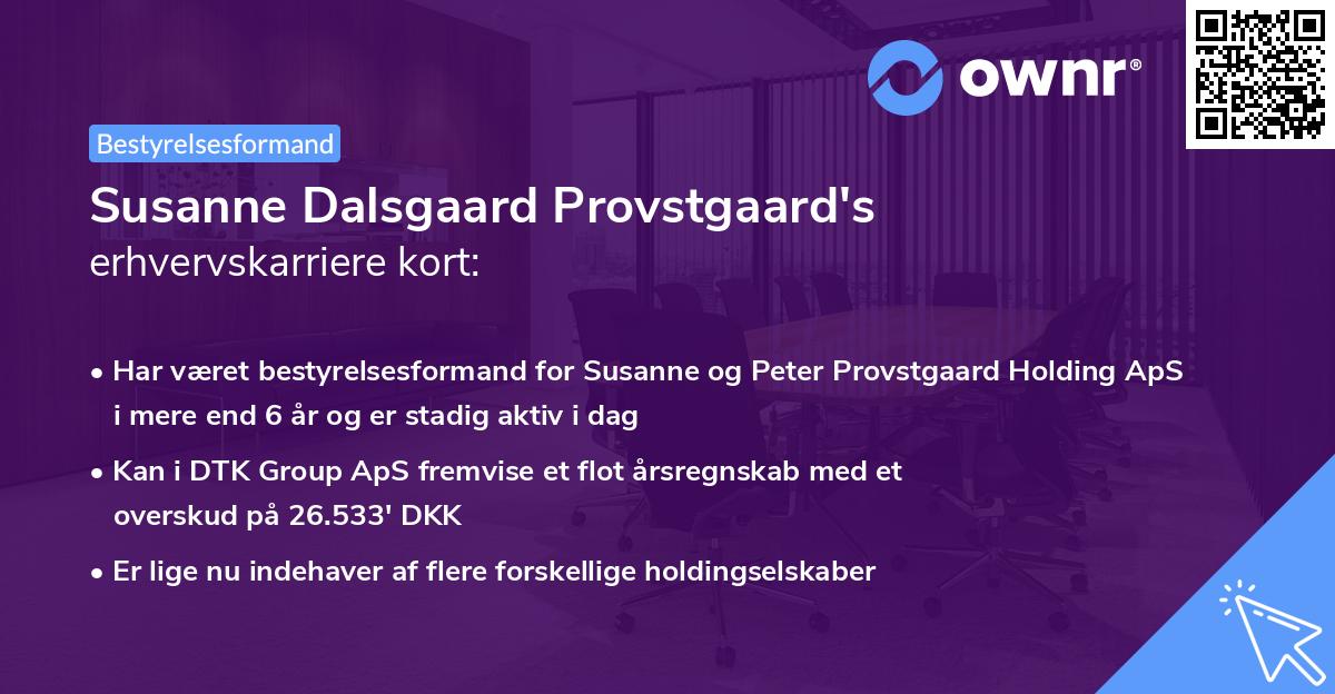 Susanne Dalsgaard Provstgaard's erhvervskarriere kort