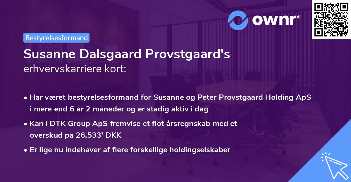 Susanne Dalsgaard Provstgaard's erhvervskarriere kort