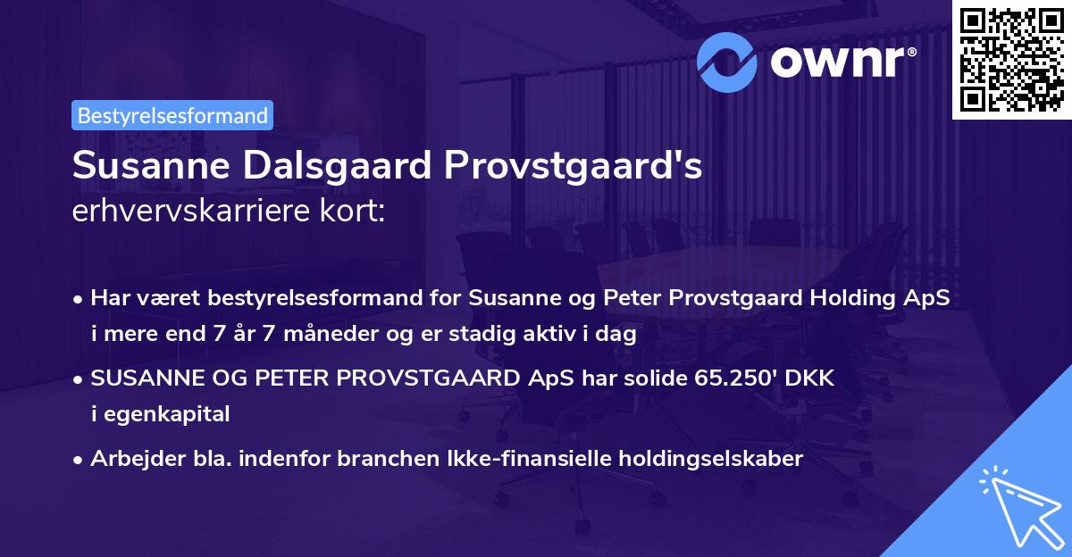 Susanne Dalsgaard Provstgaard's erhvervskarriere kort