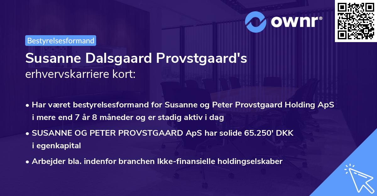 Susanne Dalsgaard Provstgaard's erhvervskarriere kort