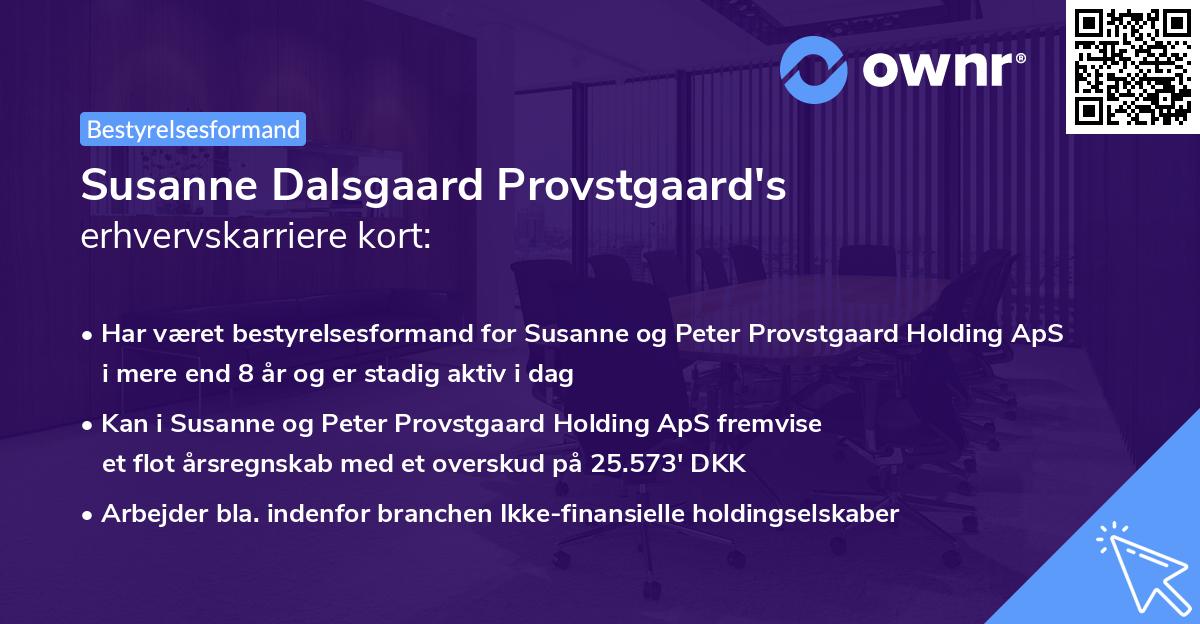 Susanne Dalsgaard Provstgaard's erhvervskarriere kort