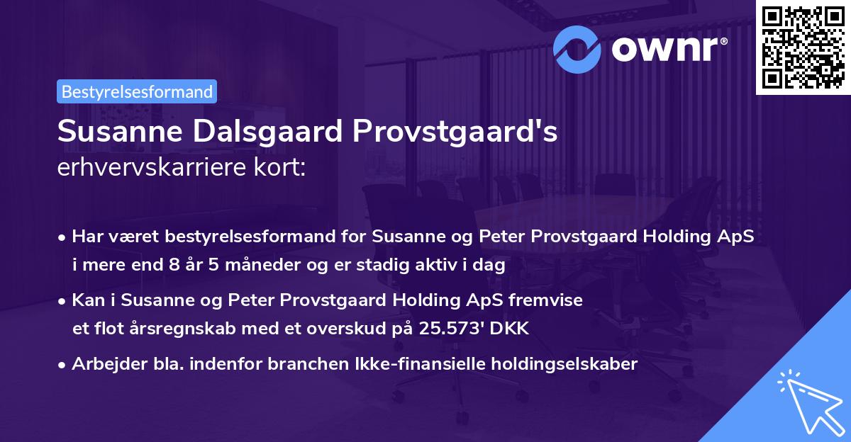 Susanne Dalsgaard Provstgaard's erhvervskarriere kort