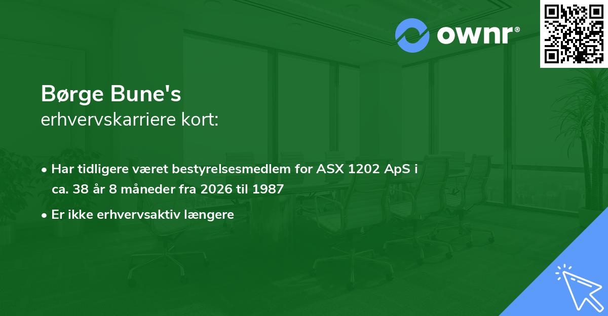 Børge Bune's erhvervskarriere kort