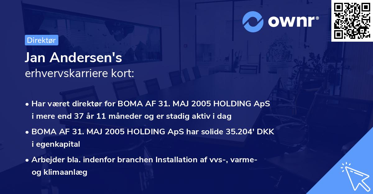 Jan Andersen's erhvervskarriere kort