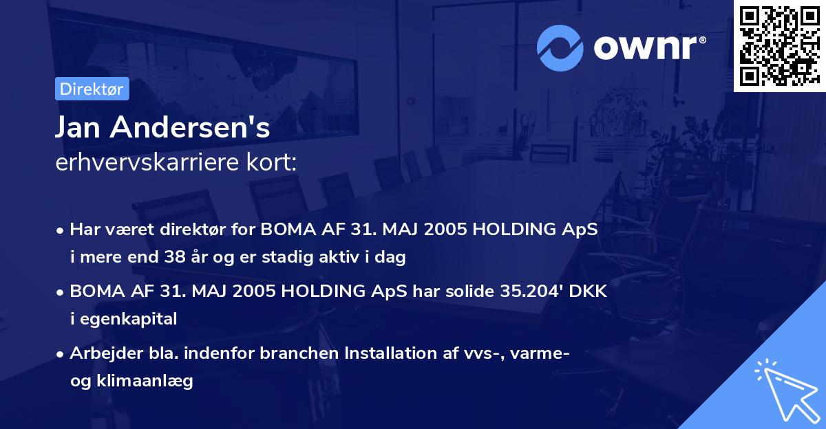 Jan Andersen's erhvervskarriere kort