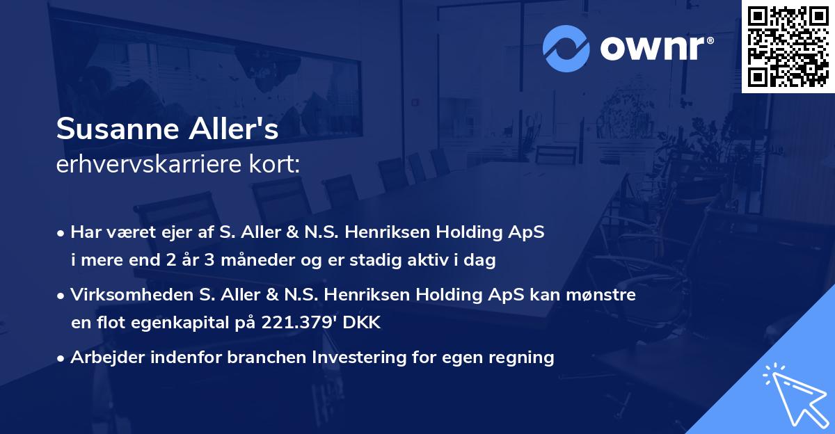Susanne Aller's erhvervskarriere kort