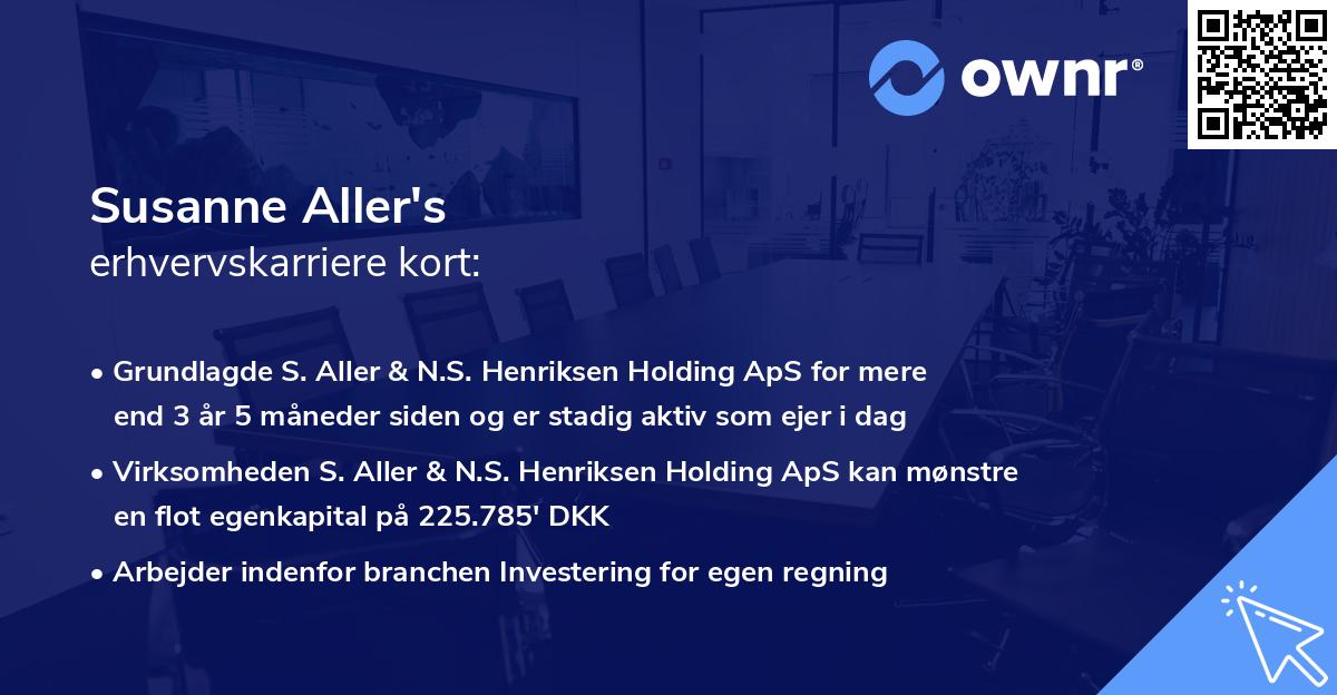 Susanne Aller's erhvervskarriere kort