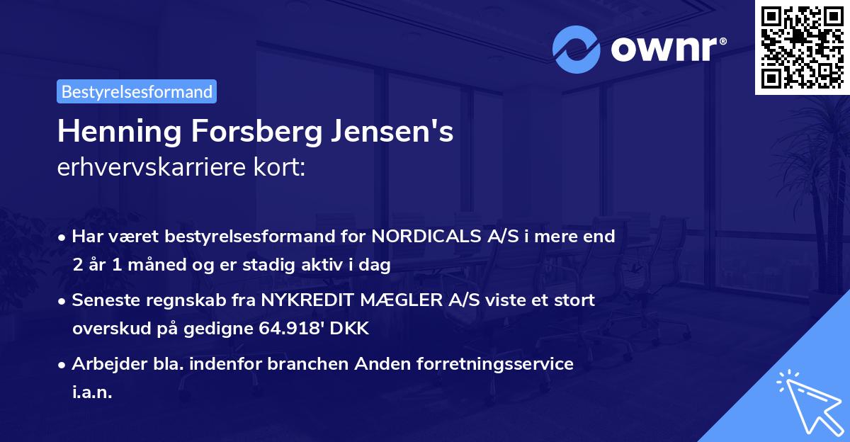 Henning Forsberg Jensen's erhvervskarriere kort
