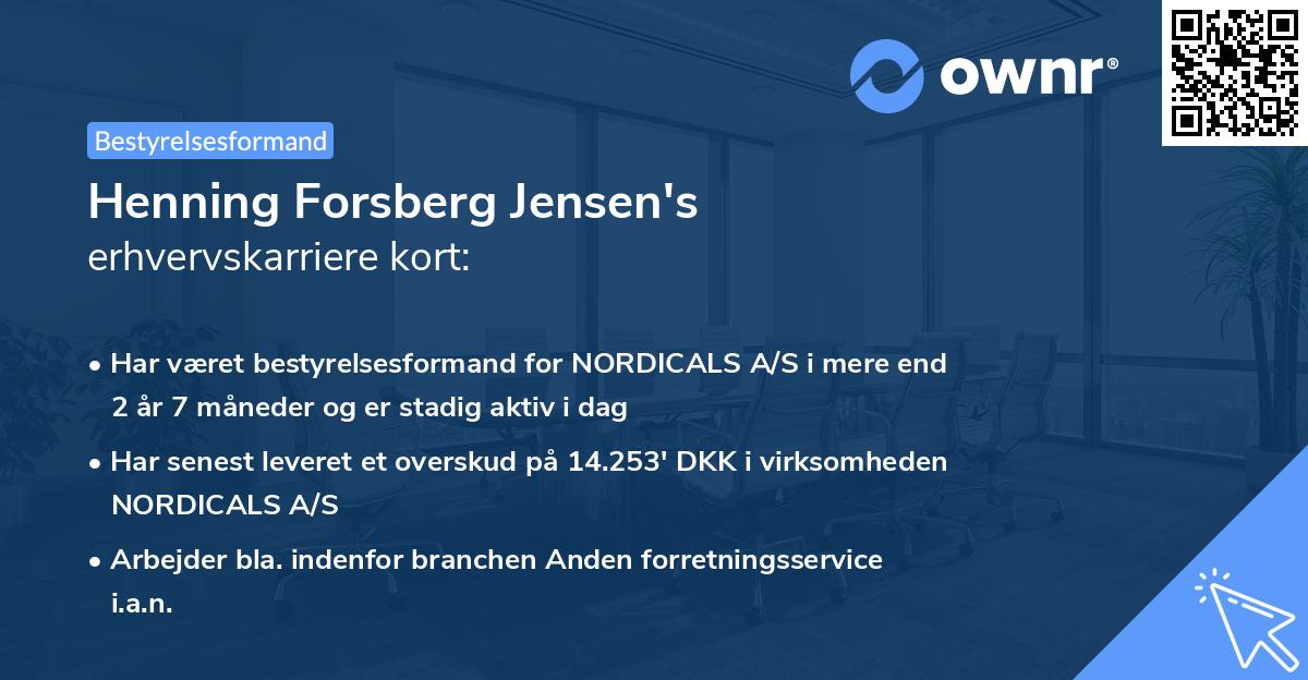 Henning Forsberg Jensen's erhvervskarriere kort