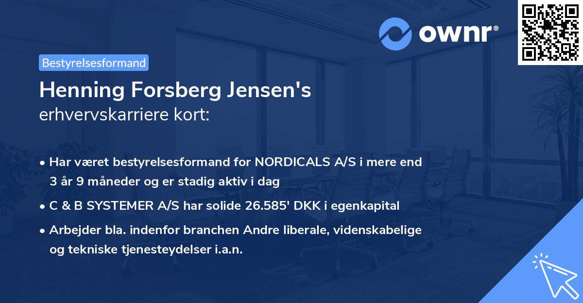 Henning Forsberg Jensen's erhvervskarriere kort