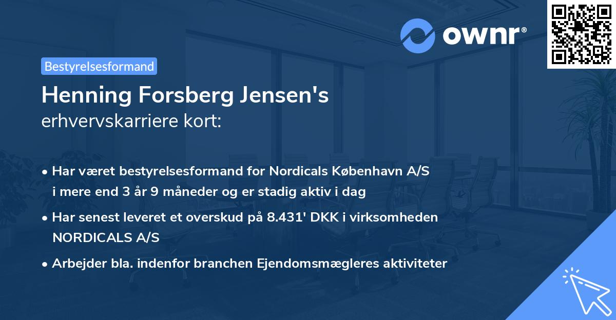 Henning Forsberg Jensen's erhvervskarriere kort