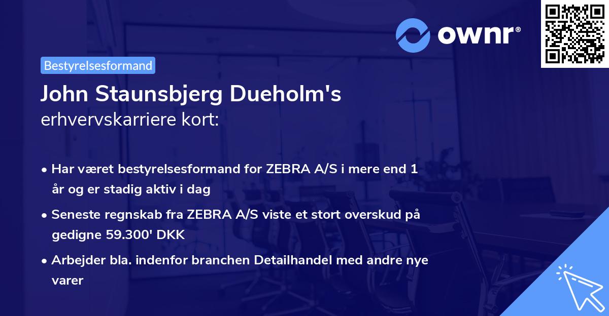 John Staunsbjerg Dueholm's erhvervskarriere kort