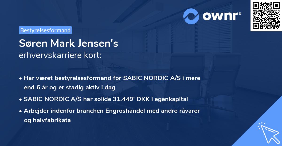 Søren Mark Jensen's erhvervskarriere kort