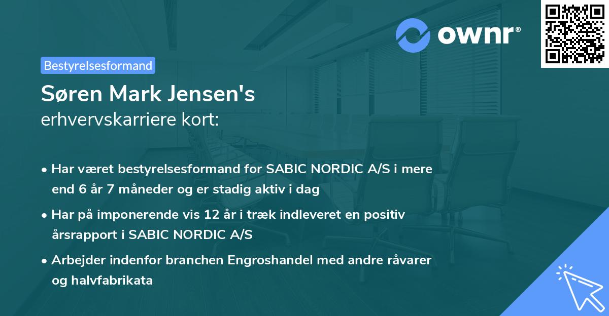 Søren Mark Jensen's erhvervskarriere kort