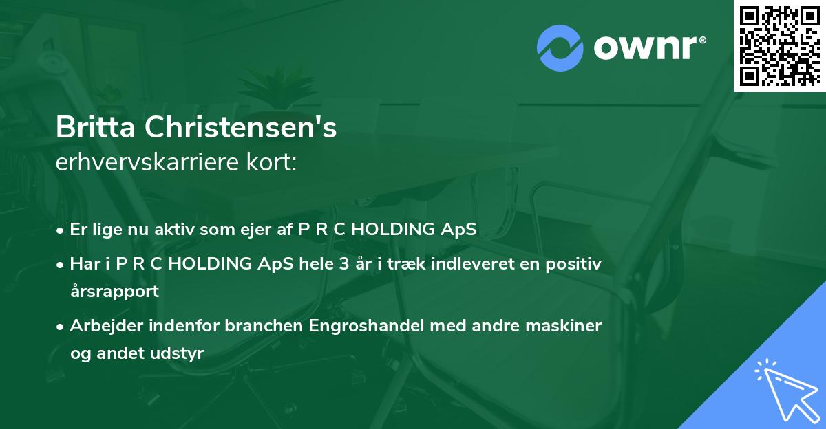 Britta Christensen's erhvervskarriere kort