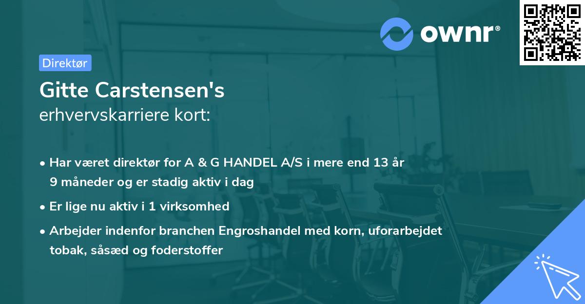 Gitte Carstensen's erhvervskarriere kort