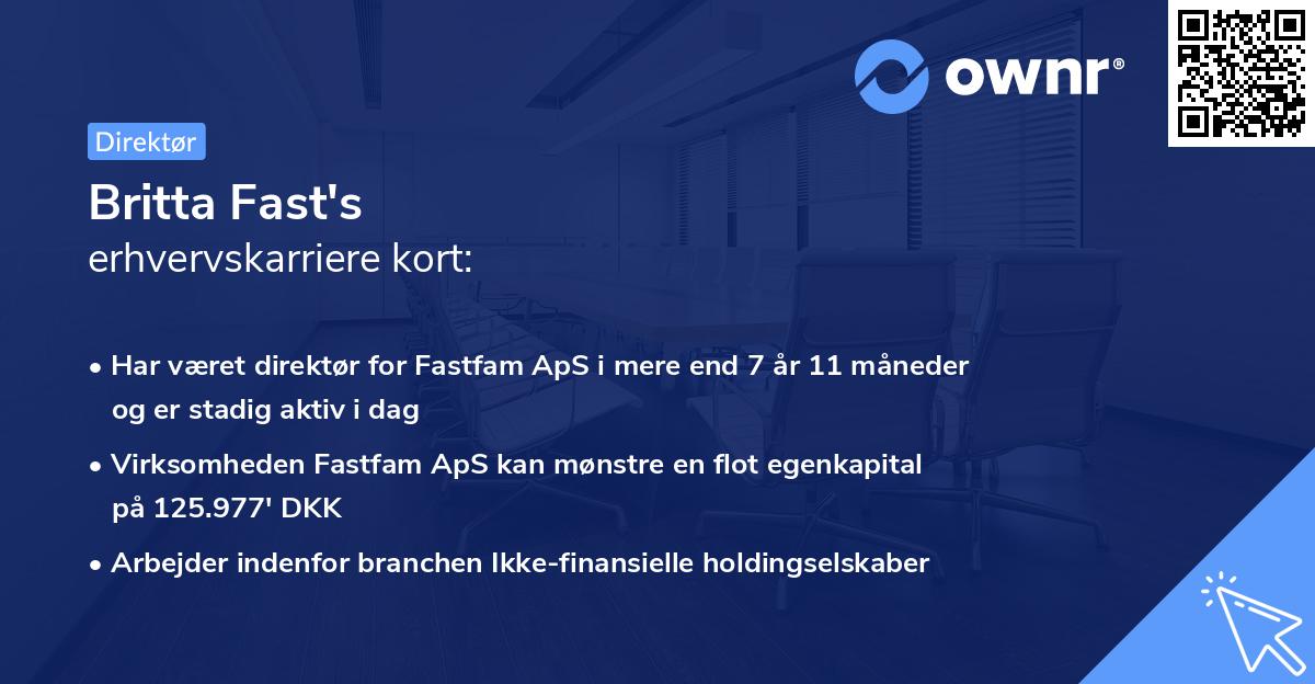Britta Fast's erhvervskarriere kort