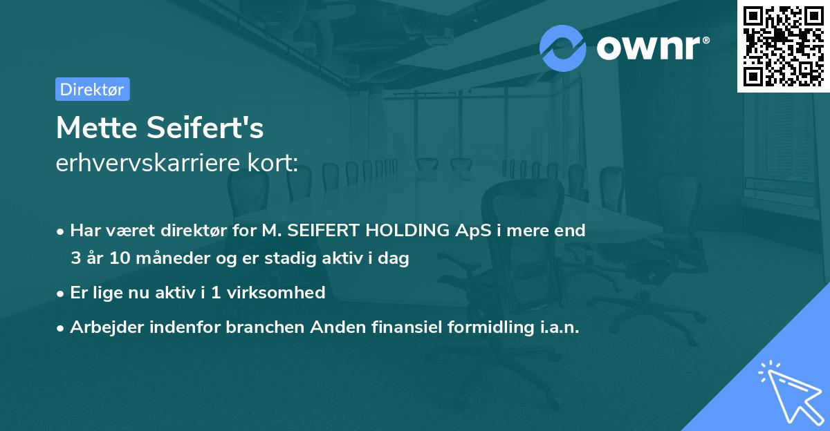 Mette Seifert's erhvervskarriere kort