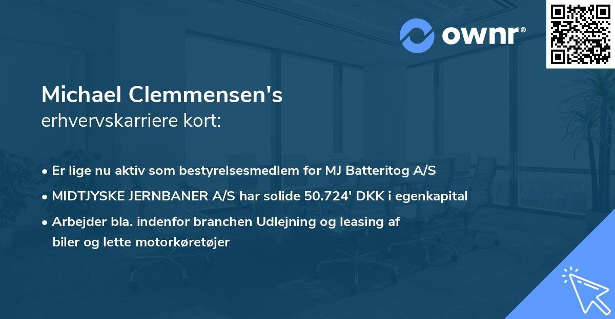 Michael Clemmensen's erhvervskarriere kort