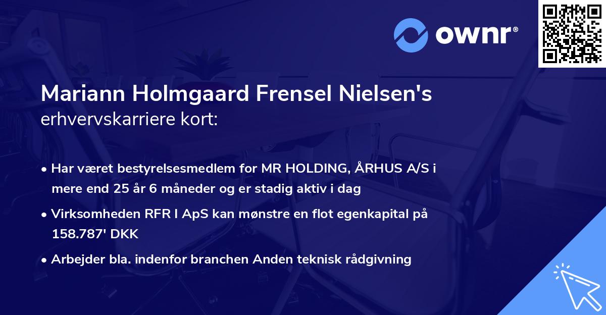 Mariann Holmgaard Frensel Nielsen's erhvervskarriere kort