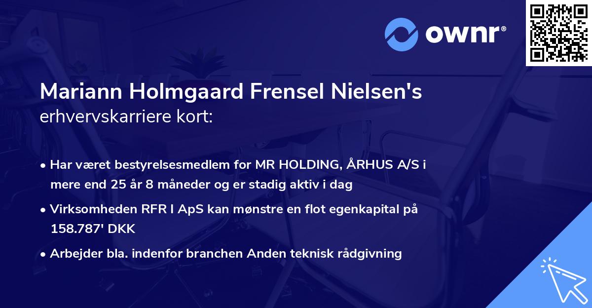Mariann Holmgaard Frensel Nielsen's erhvervskarriere kort
