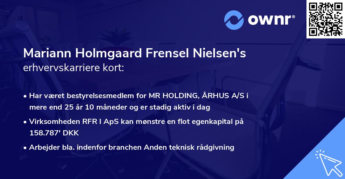 Mariann Holmgaard Frensel Nielsen's erhvervskarriere kort