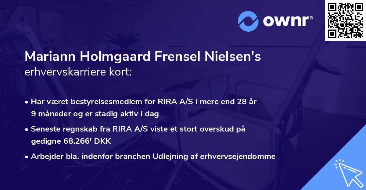 Mariann Holmgaard Frensel Nielsen's erhvervskarriere kort